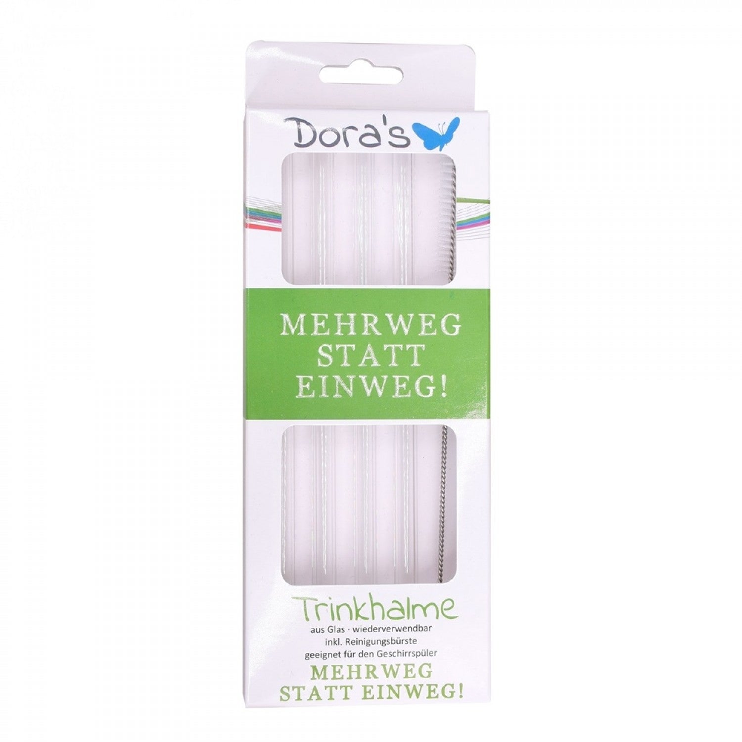 DORA'S Trinkhalme Glas inkl. Reinigungsbürste - 4 Stk.